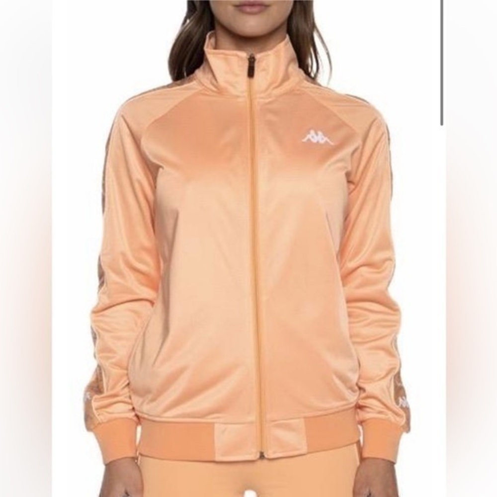 NWT Kappa 222 Banda Blaston Track Jacket - Peach/White/ Pink Blush Size L